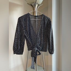 Dynamite - Wrap Top - Black & White Floral Pattern - Size Small